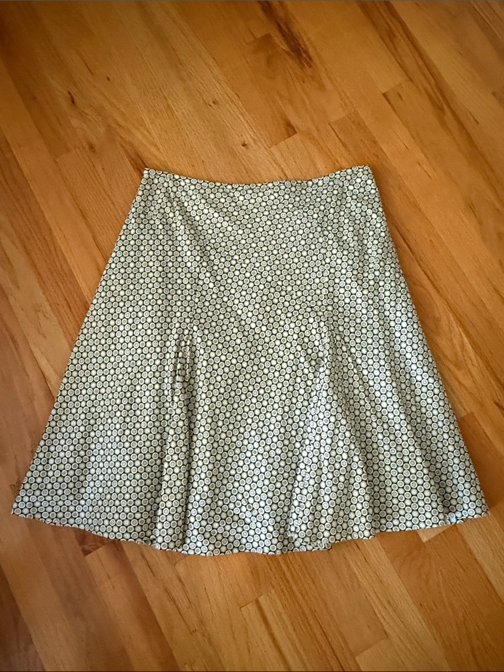 A-Line Geometric Print Skirt in sage green Cream and Black